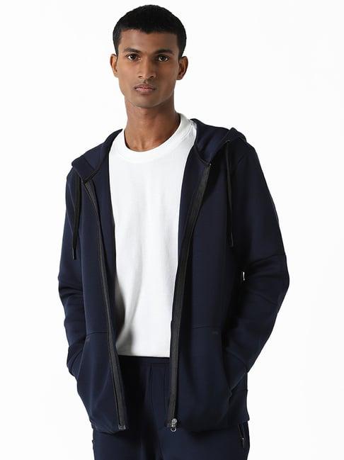 studiofit by westside navy blue relaxed fit hoodie jacket