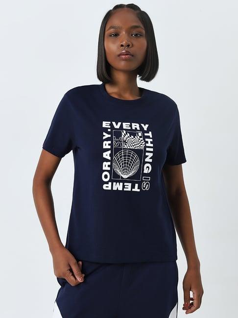 studiofit by westside navy text design cotton t-shirt