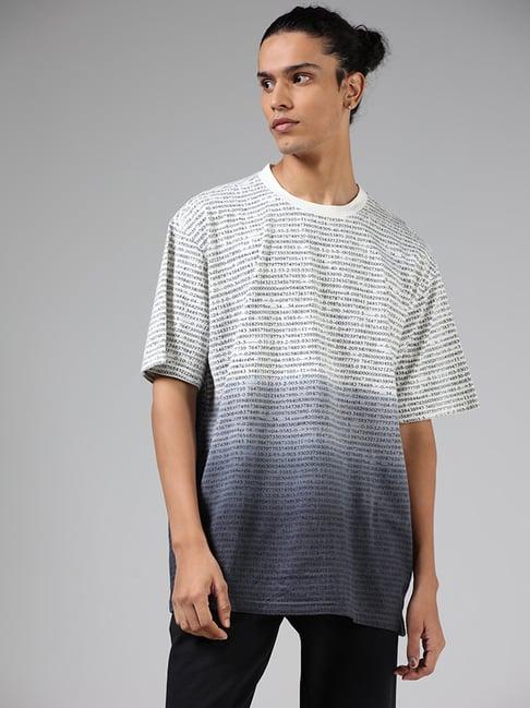 studiofit by westside off white & dark grey printed relaxed fit t-shirt