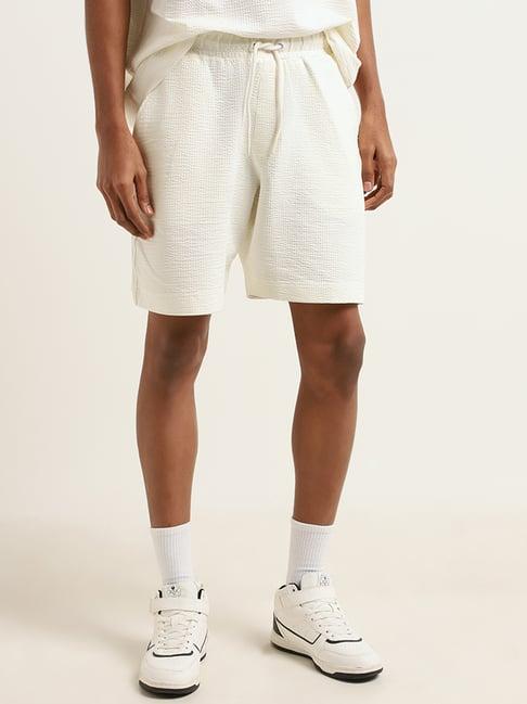 studiofit by westside off-white relaxed fit bermuda shorts