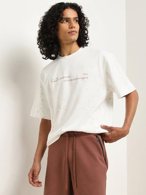 studiofit by westside off-white typographic print relaxed-fit t-shirt