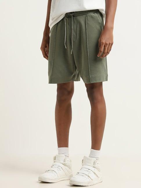 studiofit by westside olive relaxed fit mid rise shorts