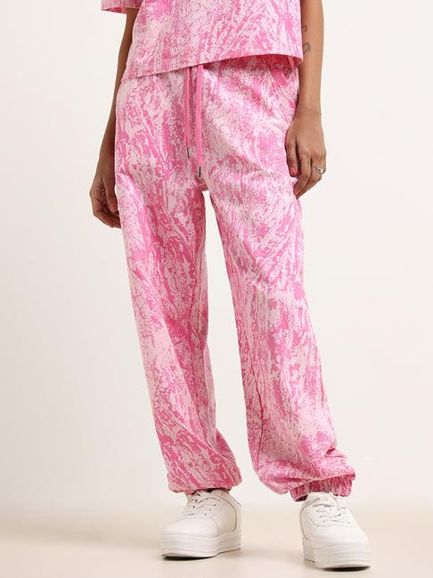 studiofit by westside pink printed joggers