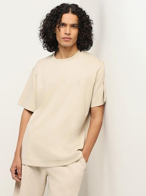 studiofit by westside plain beige relaxed fit t-shirt