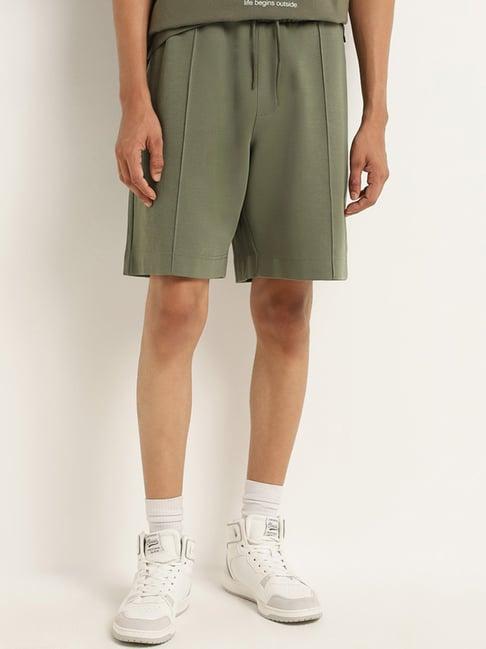 studiofit by westside plain green relaxed fit shorts