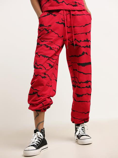 studiofit by westside red printed joggers