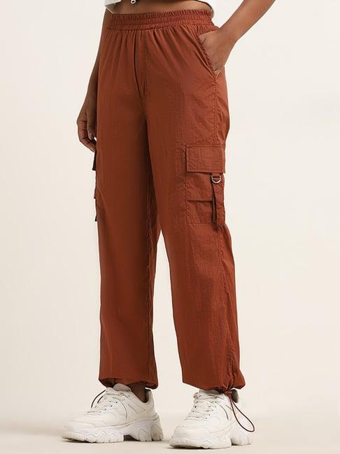 studiofit by westside rust cargo-style mid-rise pants