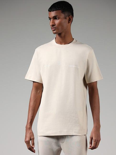 studiofit by westside solid beige t-shirt