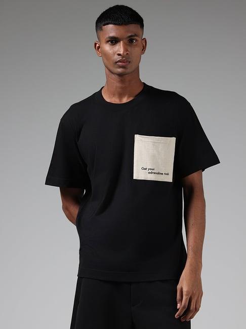 studiofit by westside typography printed black relaxed fit t-shirt