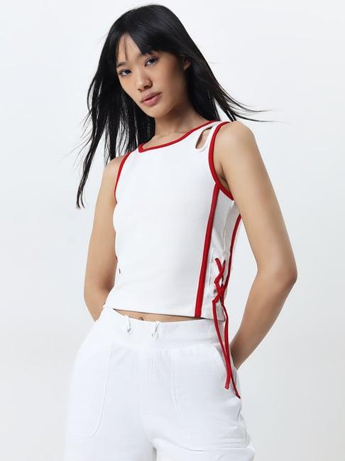 studiofit by westside white braids detailed top