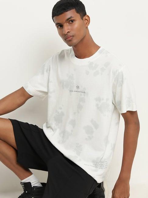 studiofit by westside white globe printed relaxed fit t-shirt