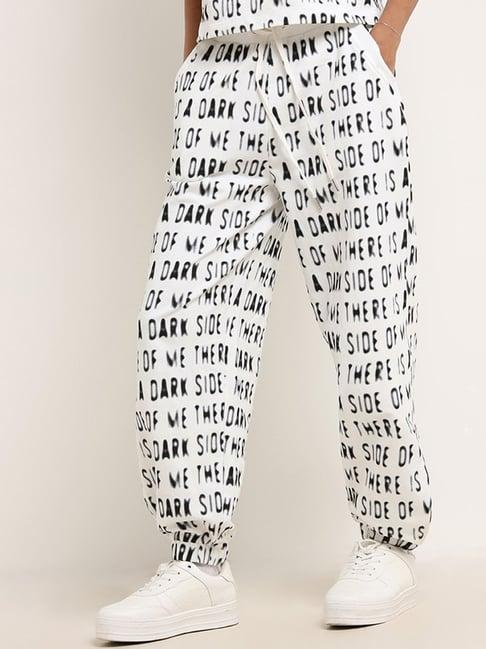 studiofit by westside white printed joggers