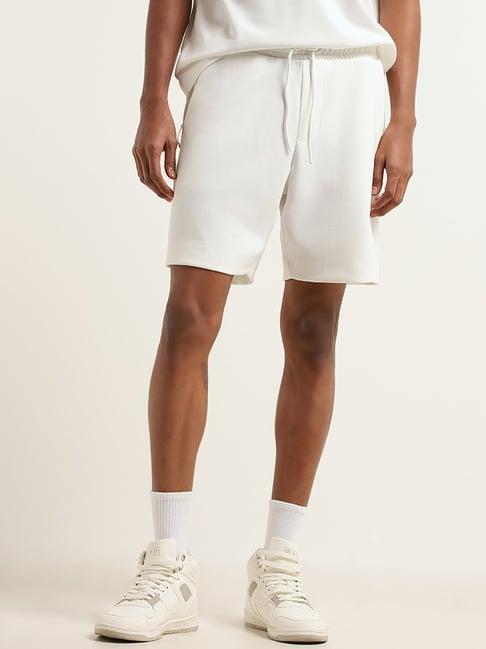 studiofit by westside white relaxed fit bermuda shorts