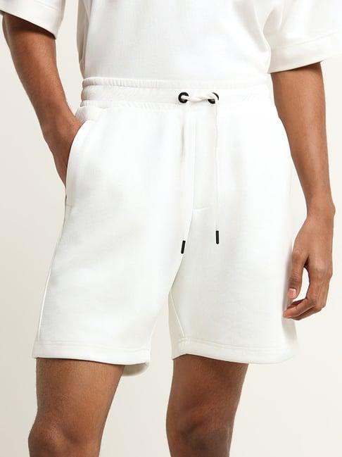 studiofit by westside white textured relaxed fit shorts