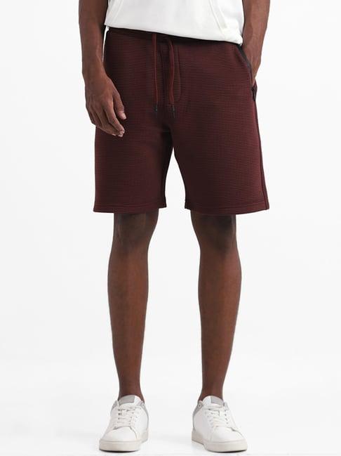 studiofit by westside wine oto self striped relaxed fit shorts