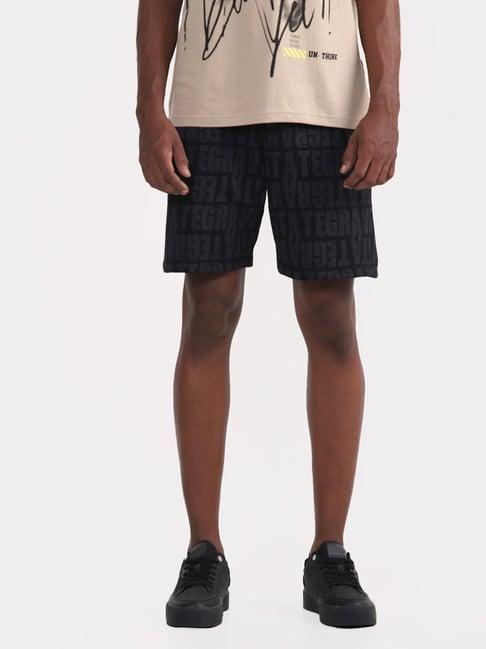 studiofit mens by westside printed black relaxed-fit shorts