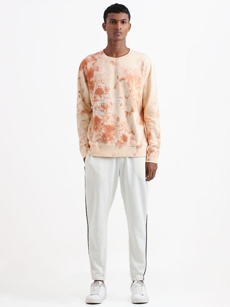 studiofit tie & dye orange relaxed fit sweatshirt