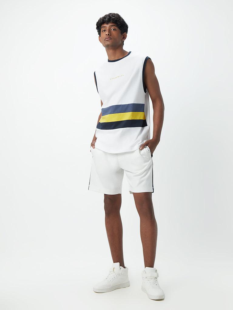 studiofit white panel detail relaxed-fit shorts