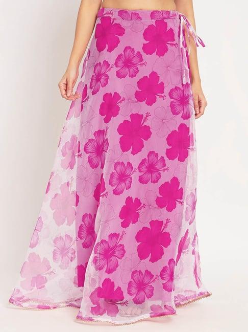 studiorasa white & pink organza floral print skirt