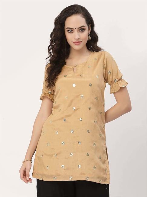 studiorasa beige embellished straight kurti