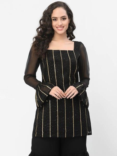 studiorasa black embellished straight kurti