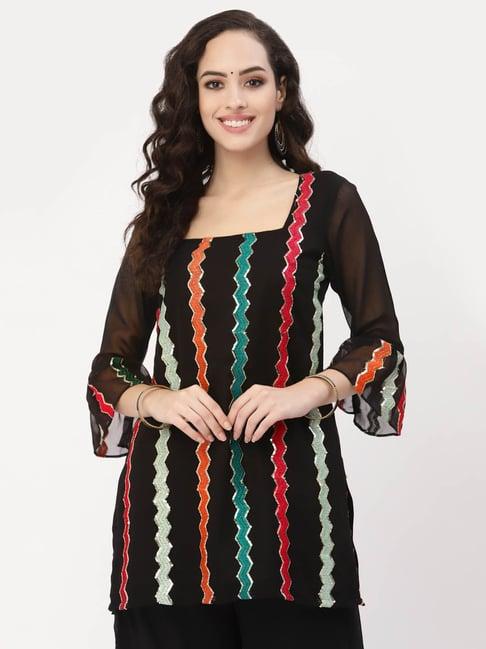 studiorasa black embellished straight kurti