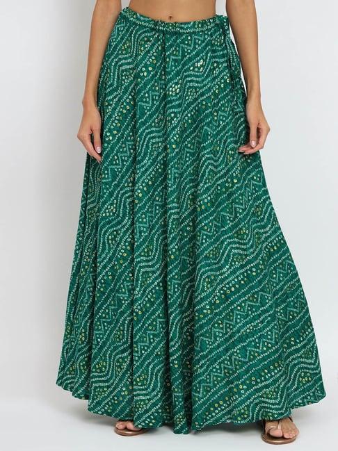 studiorasa green bandhani print skirt