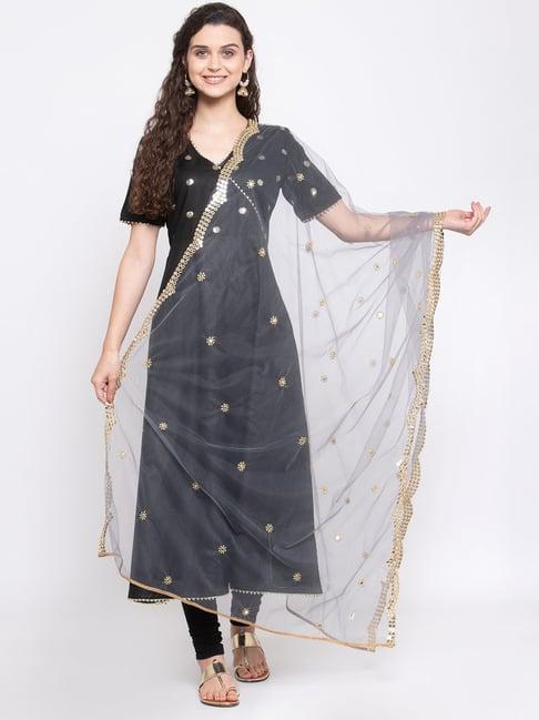 studiorasa grey embroidered net dupatta