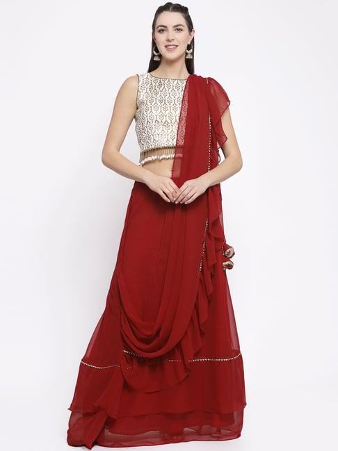 studiorasa maroon plain skirt with dupatta