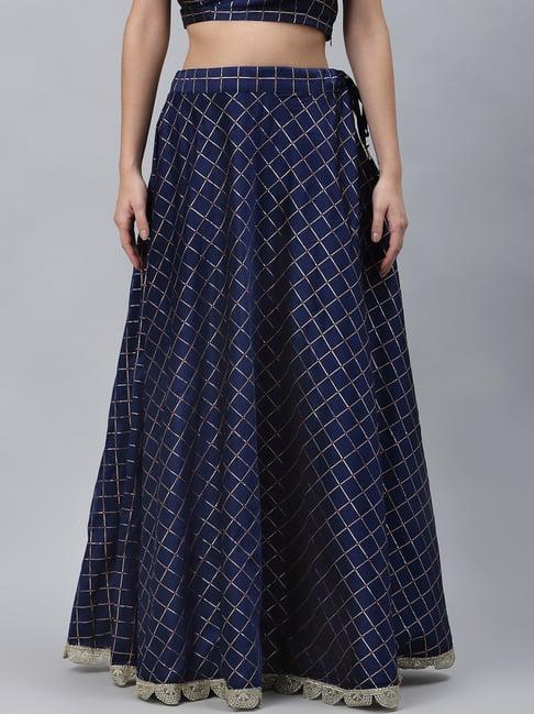 studiorasa navy chequered skirt