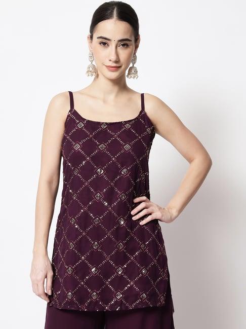 studiorasa purple embellished a line kurti