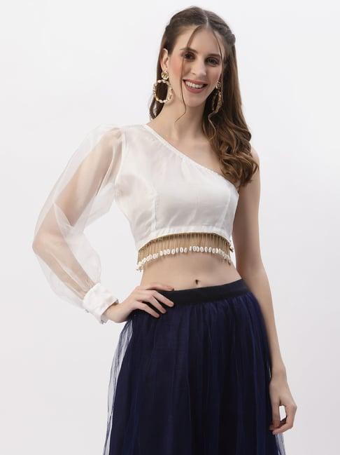 studiorasa white embellished crop top