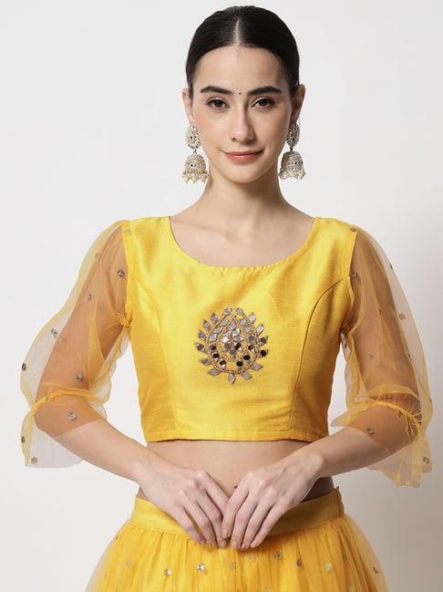 studiorasa yellow embroidered crop top