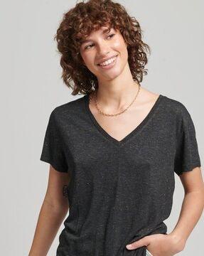 studios glitter embellished v-neck t-shirt