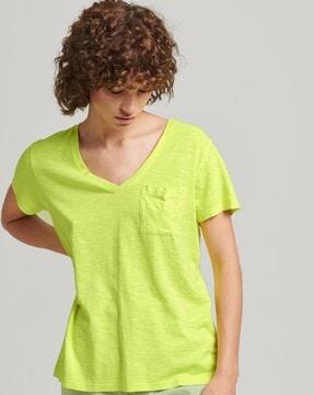 studios slub v-neck t-shirt with patch pocket