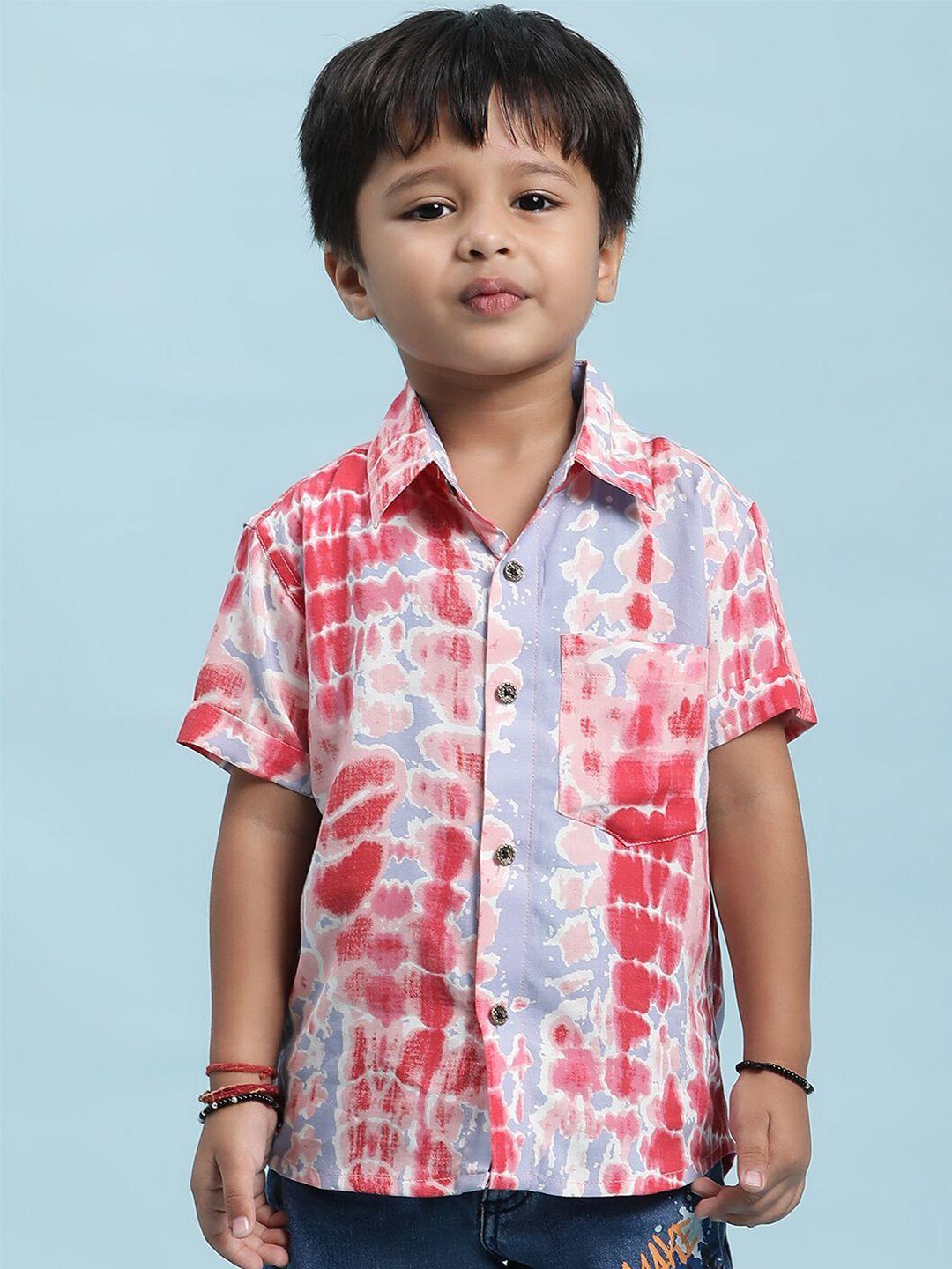 stuffie land boys smart abstract printed cotton shirt