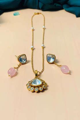 stunning high quality polki drop necklace