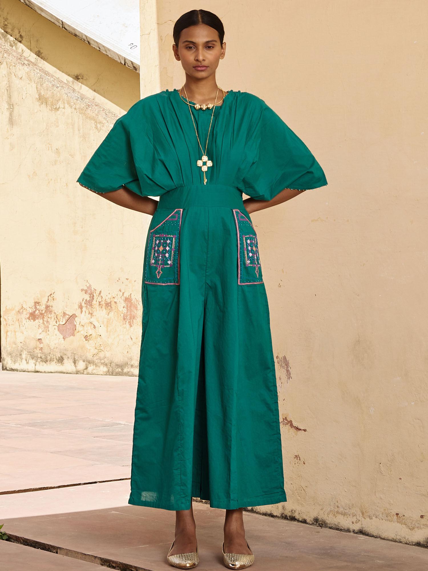 stupa hand embroidered pure cotton jumpsuit