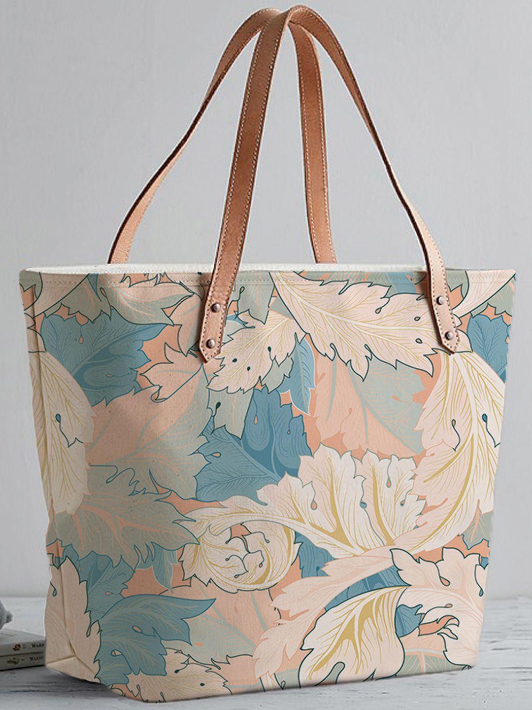 stybuzz peach-coloured floral textured oversized shopper tote bag