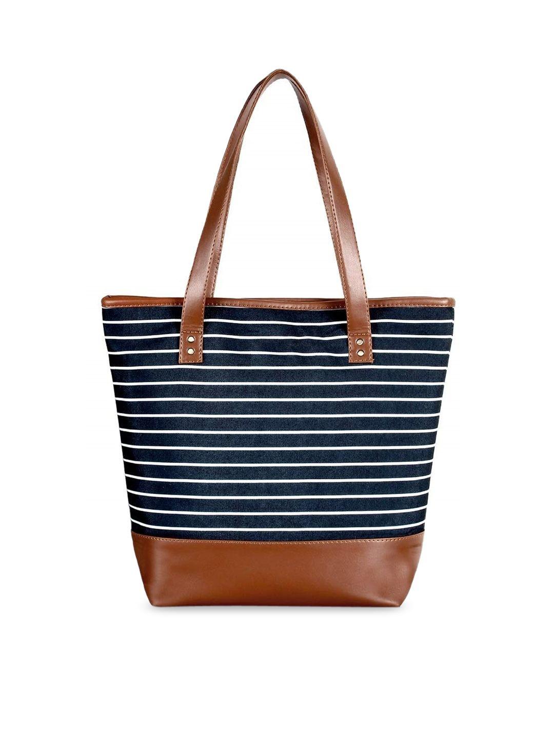 stybuzz white striped oversized shopper tote bag with applique