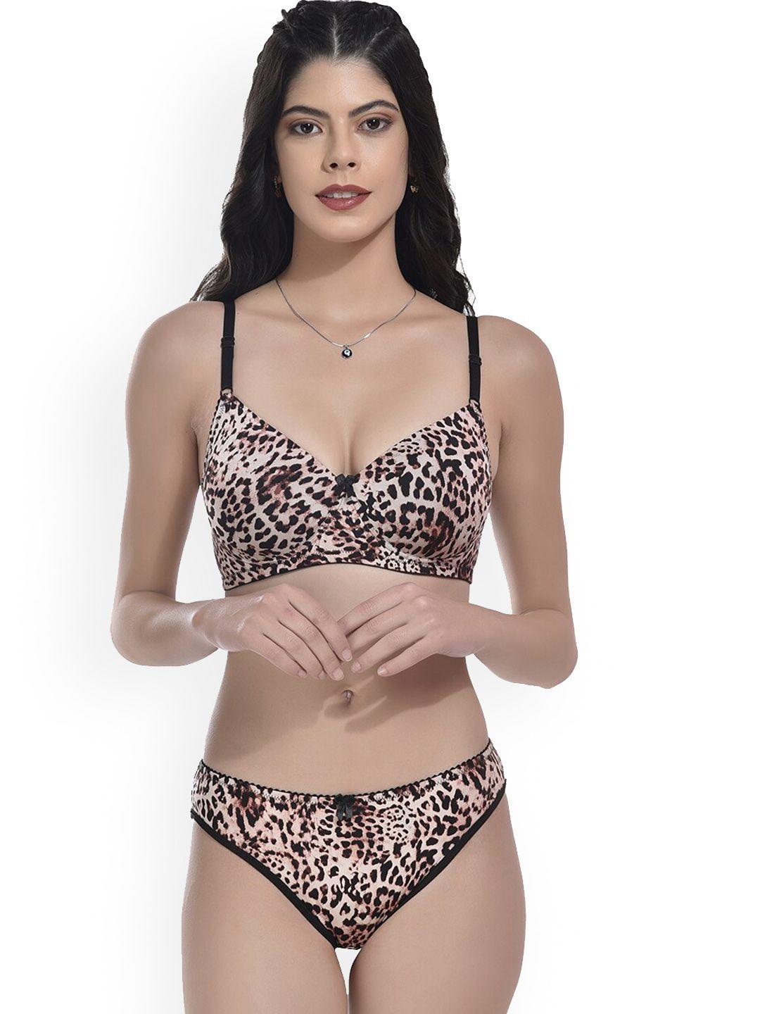 styfun animal printed lightly padded lingerie set