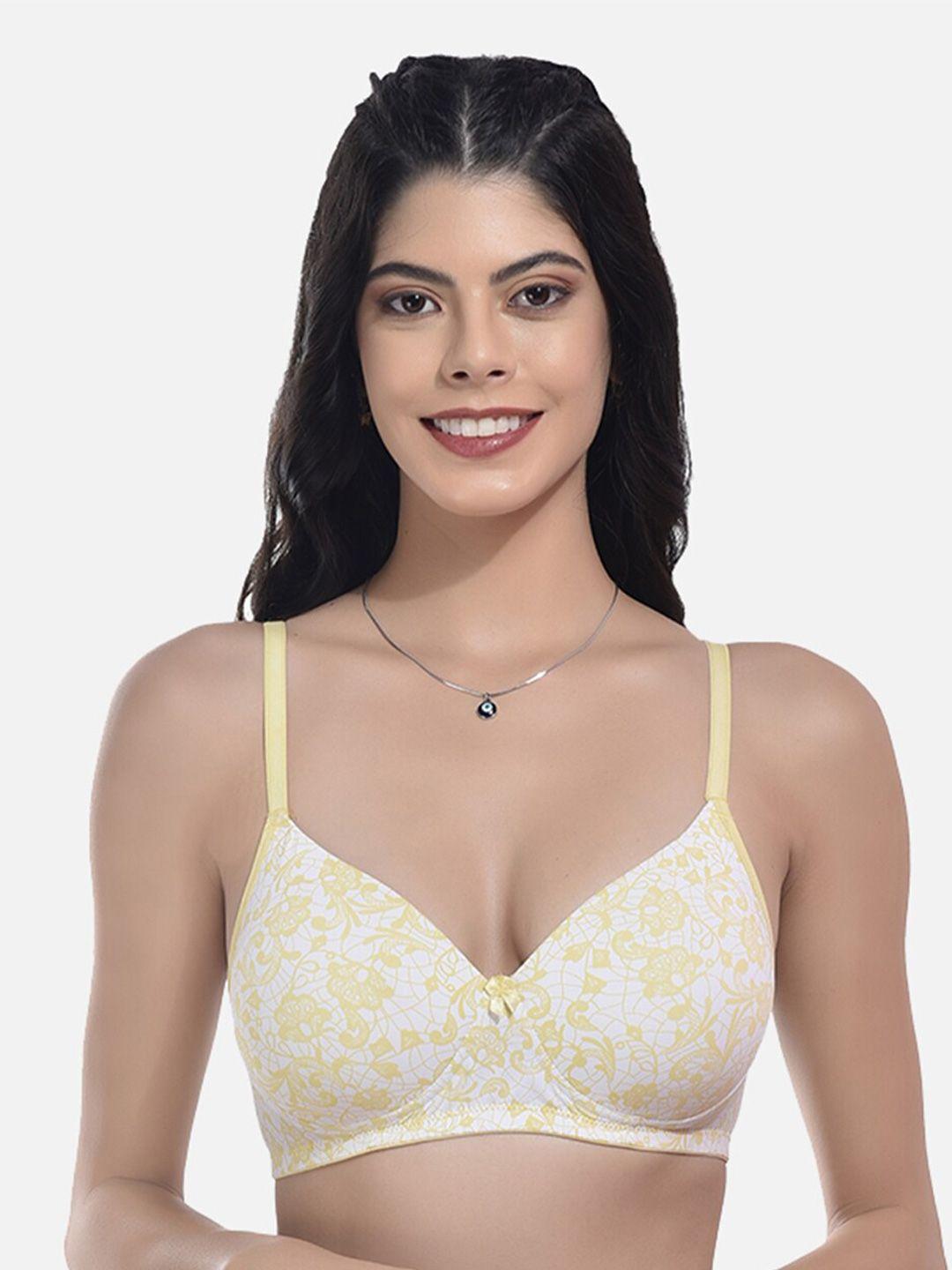 styfun floral printed full coverage all day comfort super support cotton t-shirt bra