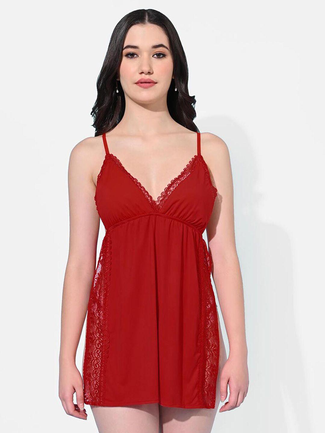 styfun maroon satin baby doll