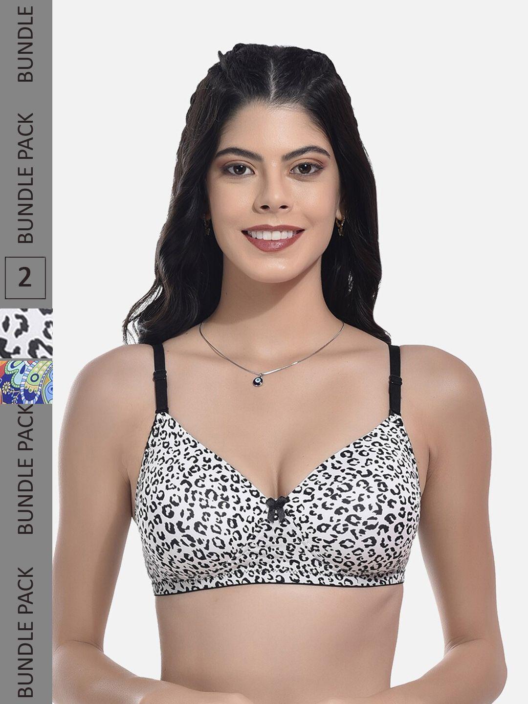 styfun pack of 2 abstract printed full coverage lightly padded bra