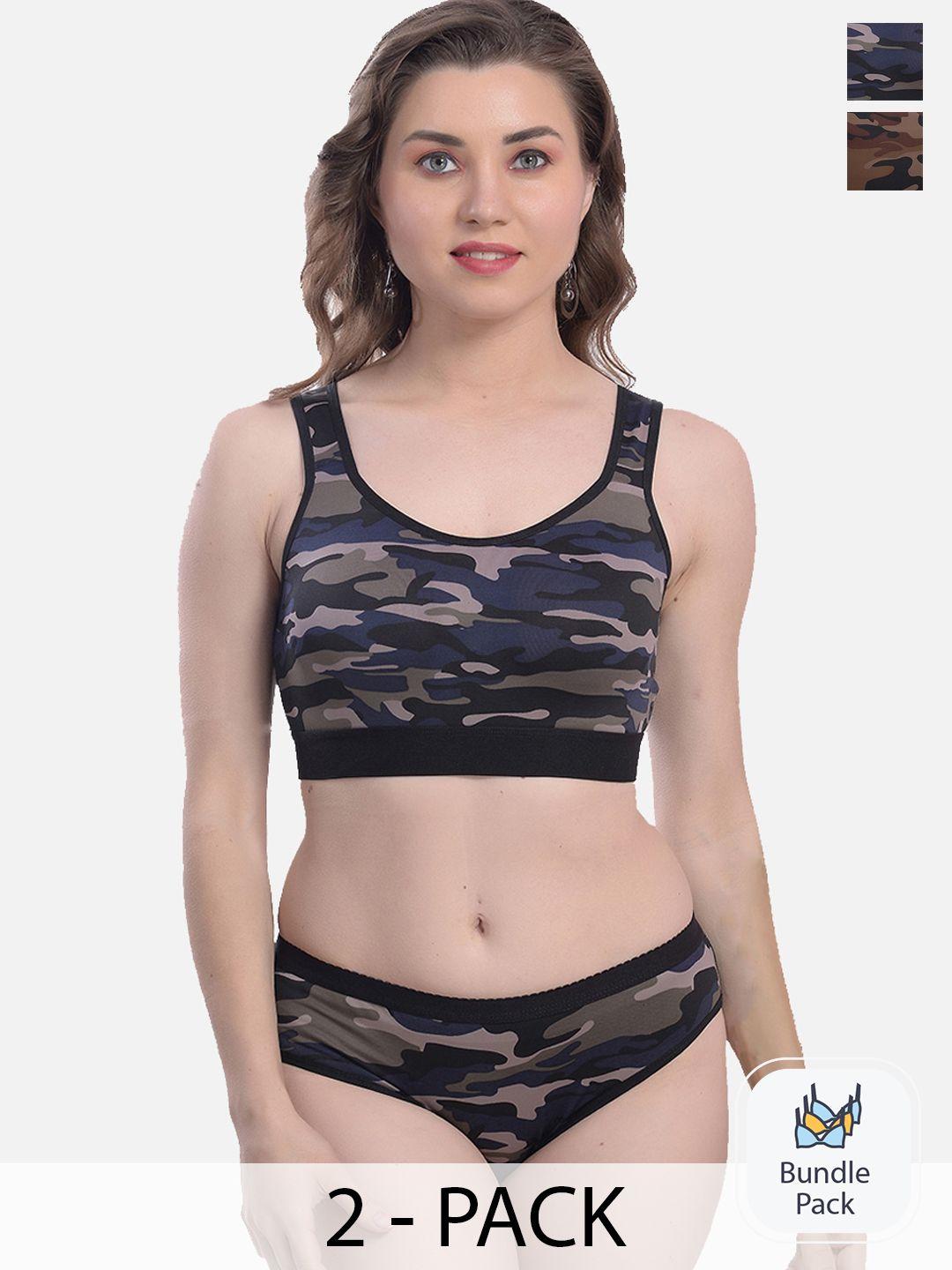 styfun pack of 2 camouflage printed lingerie set