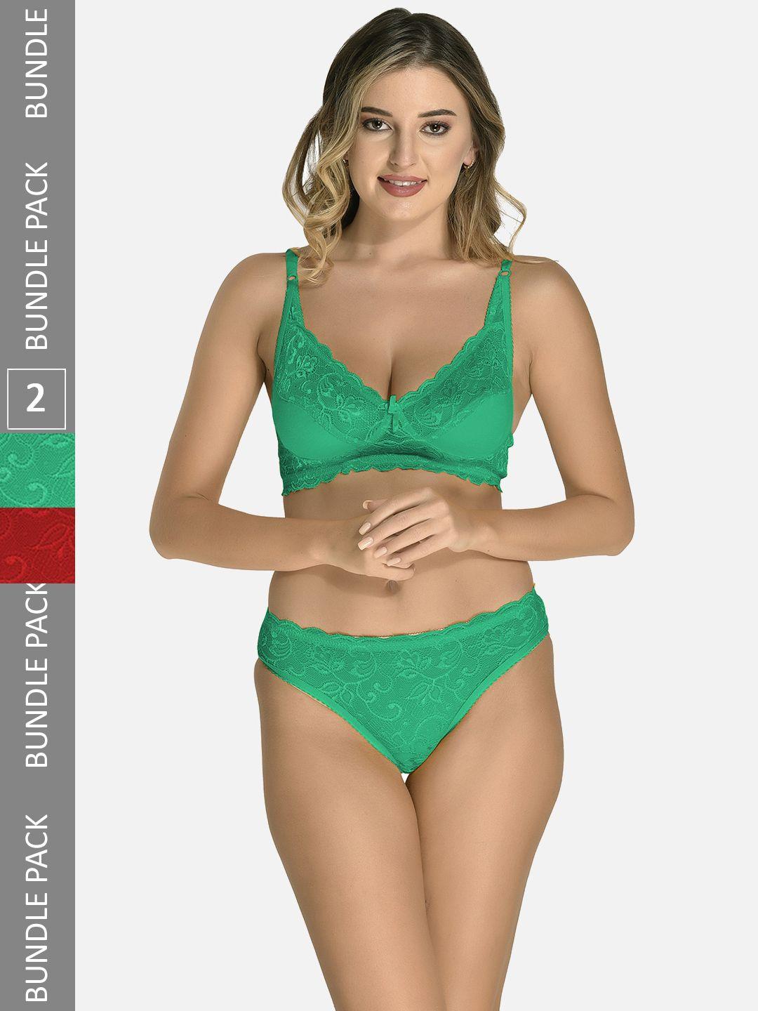 styfun pack of 2 laced lingerie set ls_iten_set_greenmaroon_b