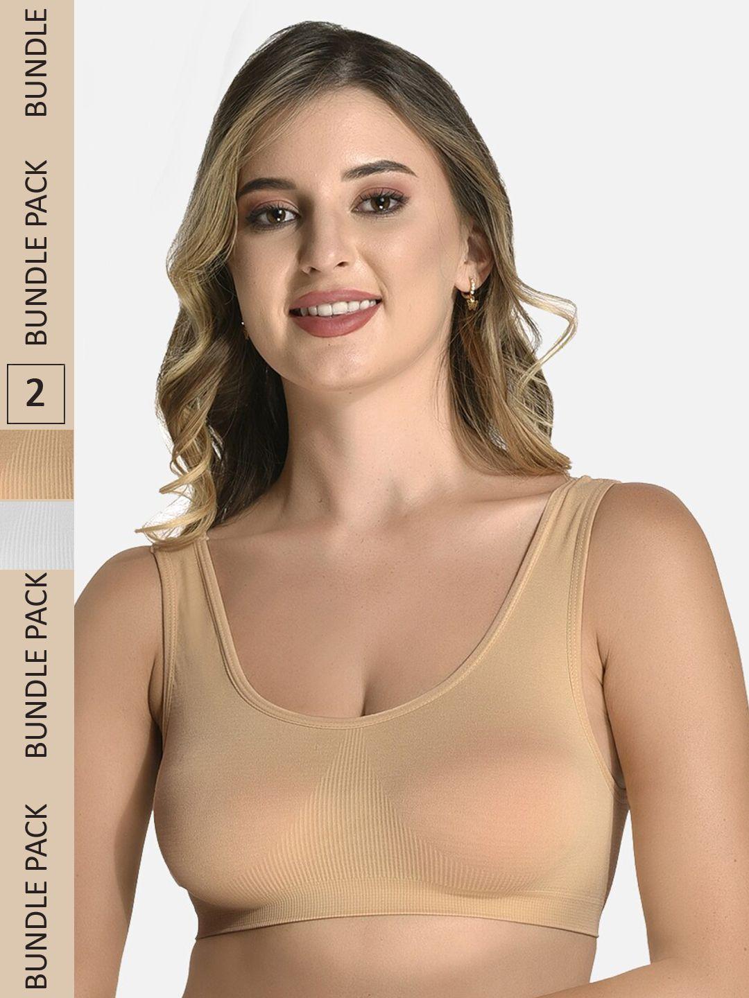 styfun pack of 2 non padded non-wired all day comfort workout bra