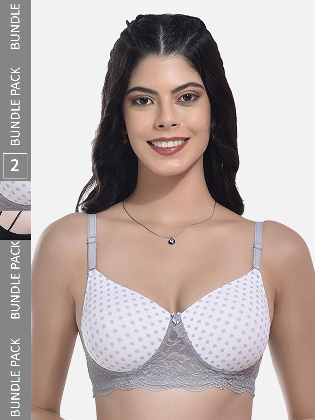 styfun pack of 2 printed full coverage lightly padded bra
