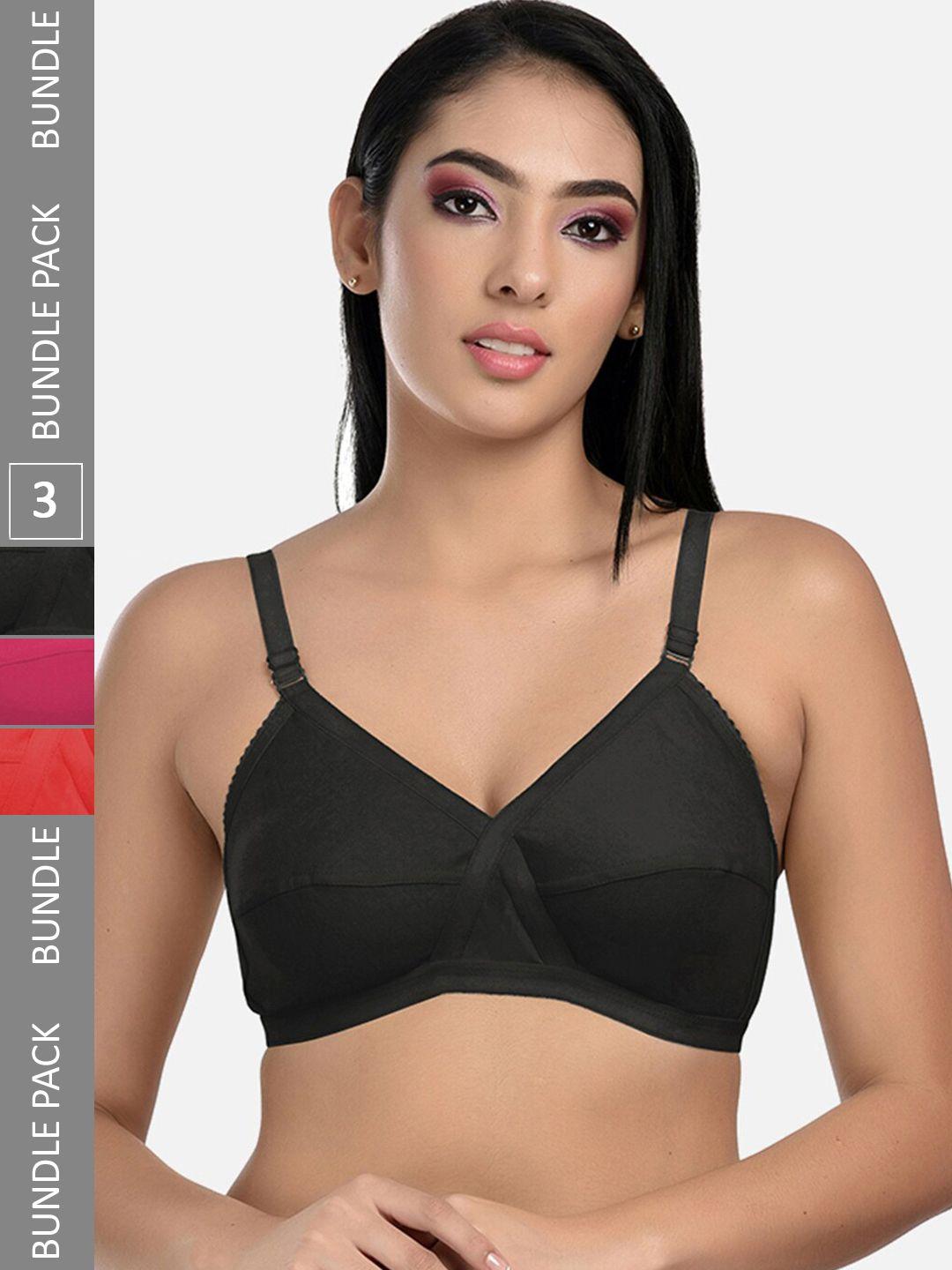 styfun pack of 3 full coverage all day comfort dry fit cotton everyday bra