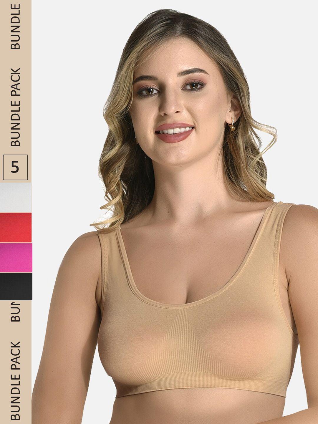 styfun pack of 5 non-padded dry fit bra
